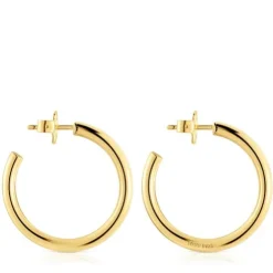 Brincos de argola compridos banhados a ouro de 18 K sobre prata 28 mm TOUS Basics