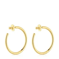 Brincos de argola compridos banhados a ouro de 18 K sobre prata 38 mm Basics