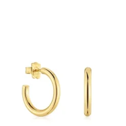 Brincos de argola curtos banhados a ouro de 18 K sobre prata 20 mm TOUS Basics