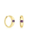 Brincos de argola curtos banhados a ouro de 18 K sobre prata e ametista TOUS Basic Colors