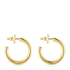Brincos de argola curtos banhados a ouro de 18 K sobre prata 20 mm TOUS Basics