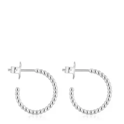 Brincos de argola curtos bolas em prata 15 mm TOUS Basics