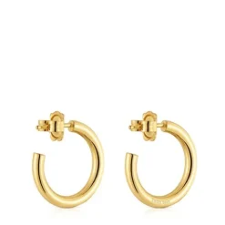 Brincos de argola curtos banhados a ouro de 18 K sobre prata 20 mm TOUS Basics