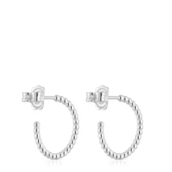 Brincos de argola curtos bolas em prata 15 mm TOUS Basics