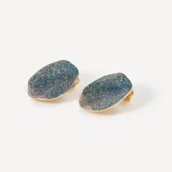 Brincos grandes ATELIER Nenufar em Ouro com Diamantes azuis