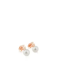 Brincos Hiper Micro em Prata Vermeil rosa com Pérola