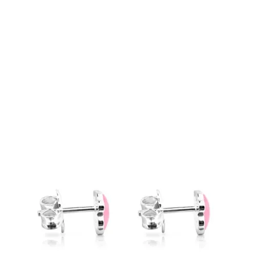 Brincos TOUS Color em Prata com Quartzo rosa