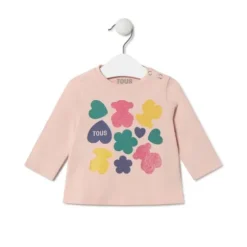 Camisola Ursos, corações e flores Casual cor-de-rosa