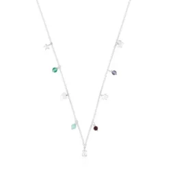 Colar em prata com pedras preciosas e motivos Bold Motif