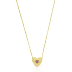 Colar em prata vermeil coração com rodolitas Iris Motif