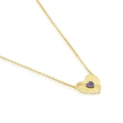 Colar em prata vermeil coração com rodolitas Iris Motif