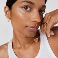 Colar em prata vermeil coração com rodolitas Iris Motif