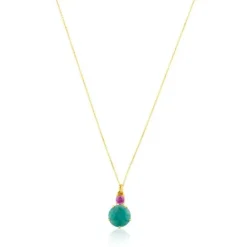 Colar Ivette em Ouro com Amazonite e Rubi
