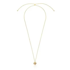 Colar médio coração com banho de ouro de 18 K sobre prata e rodolita Lligat