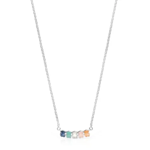 Colar Mini Color em Prata com Pedras Preciosas
