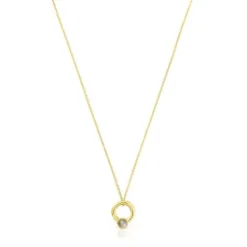 Colar motivo argola Plump em prata vermeil e labradorite