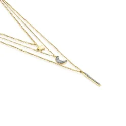 Colar triplo Nocturne em Prata Vermeil, Diamantes e Pérola