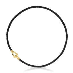 Colar/Bracelete elástico com banho de ouro de 18 K sobre prata e cordão preto TOUS MANIFESTO