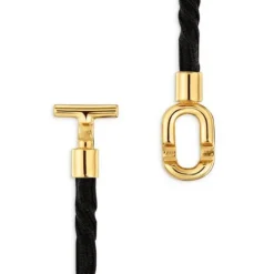 Colar/Bracelete elástico com banho de ouro de 18 K sobre prata e cordão preto TOUS MANIFESTO