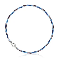 Colar/Bracelete elástico em prata com cordão azul e lilás TOUS MANIFESTO