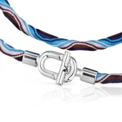 Colar/Bracelete elástico em prata com cordão azul e lilás TOUS MANIFESTO