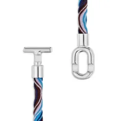 Colar/Bracelete elástico em prata com cordão azul e lilás TOUS MANIFESTO