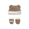Conjunto de bebé de gorro e luvas Classic bege