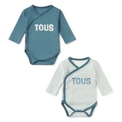 Conjunto de bodies de bebé cruzados Classic azul