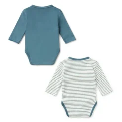Conjunto de bodies de bebé cruzados Classic azul