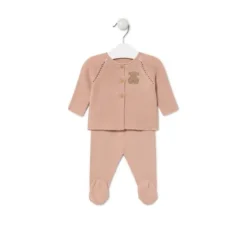 Conjunto de malha de bebé Tricot cor-de-rosa