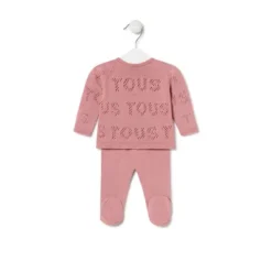 Conjunto de malha de bebé Tricot logótipo TOUS cor-de-rosa