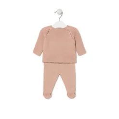 Conjunto de malha de bebé Tricot cor-de-rosa