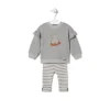 Conjunto de menina liso e às riscas Grey cinzento