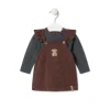 Conjunto de menina às riscas e liso Black cor-de-laranja