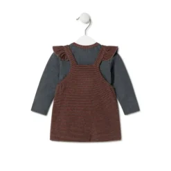Conjunto de menina às riscas e liso Black cor-de-laranja