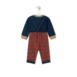 Conjunto de menino liso e às riscas Blue azul marinho