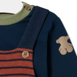 Conjunto de menino liso e às riscas Blue azul marinho