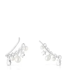 Earcuff com barra e motivos Mini Icons em prata