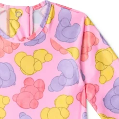 Fato de banho integral de menina de manga comprida Aqua cor-de-rosa