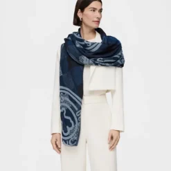 Foulard Kaos Mini Stamp em jacquard azul
