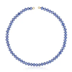 Gargantilha banhada a ouro 18 K sobre prata e quartzito azul Hold Oval