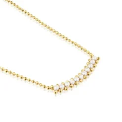 Gargantilha banhada a ouro de 18 K sobre prata e pérolas cultivadas Gloss