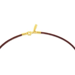 Gargantilha em pele de 2 mm castanha com fecho banhado a ouro de 18 K sobre prata, 40 cm, TOUS Chokers