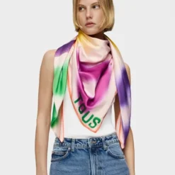 Lenço quadrado laranja TOUS Motifs Tulip