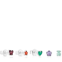 Pack de brincos soltos em prata e pedras preciosas Bold Motif