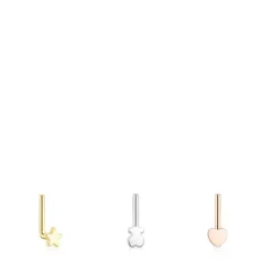 Pack de piercings de nariz TOUS Basics em aço tricolor