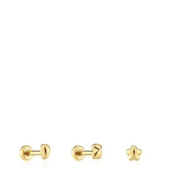 Pack de piercings de orelha em aço IP dourado Balloon