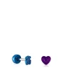 Pack de piercings de orelha em aço IP roxo e azul Bickie