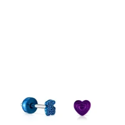 Pack de piercings de orelha em aço IP roxo e azul Bickie