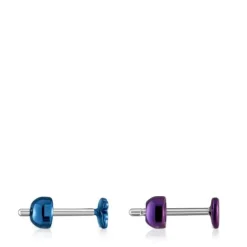 Pack de piercings de orelha em aço IP roxo e azul Bickie